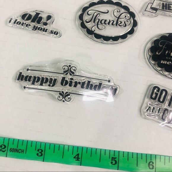 clear stamps words happy birthday hello good luck lot of 10 crafts journaling - Picture 5 of 6